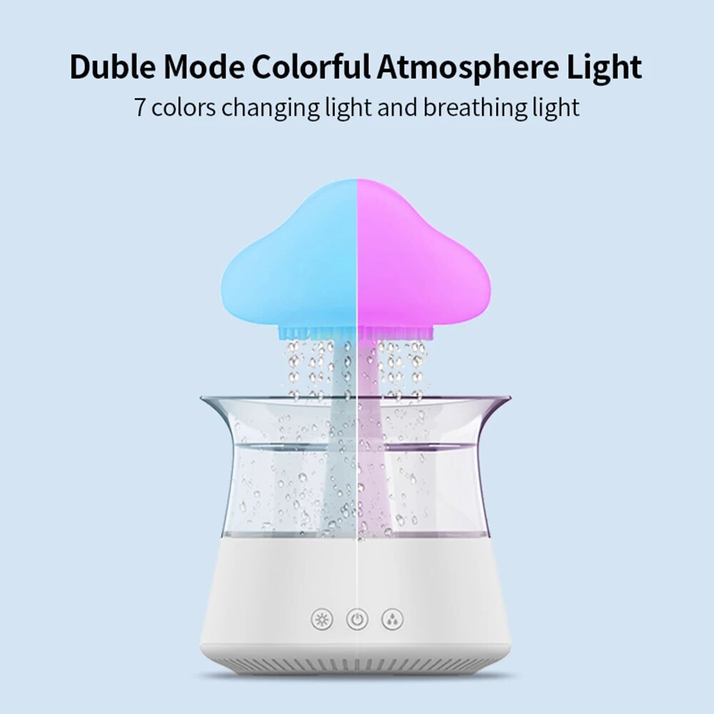 300ml/450ml Mushroom Air Humidifier Aroma Diffuser Rain Cloud Humidifier Relax Water Drops Sounds with 7 Colors LED Night Light. 