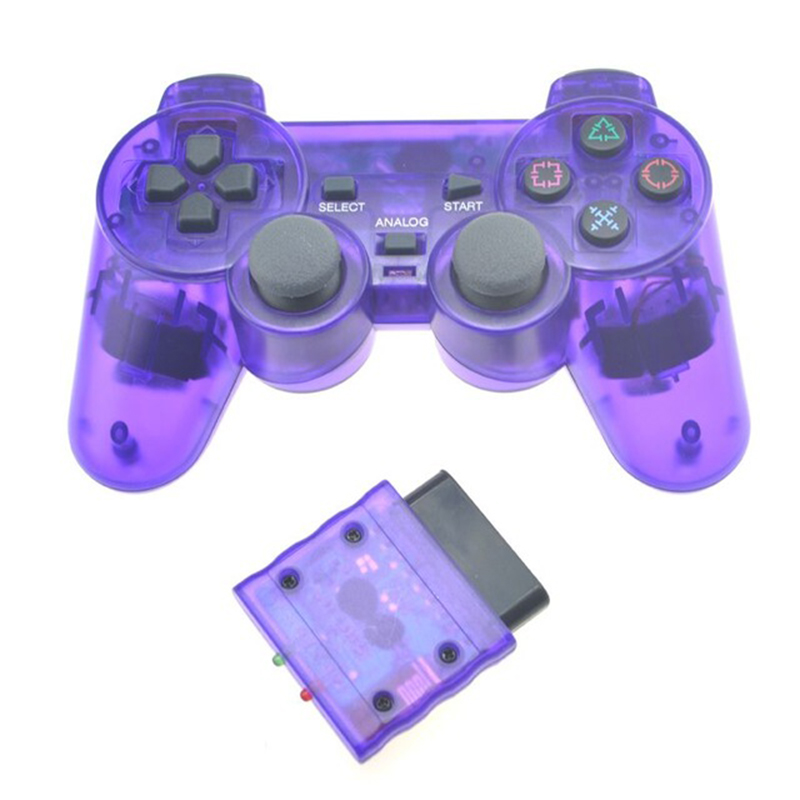 Transparent Color Game Controller For Sony PS2 Wireless gamepad 2.4GHz Vibration Controle Gamepad for Playstation 2. 
