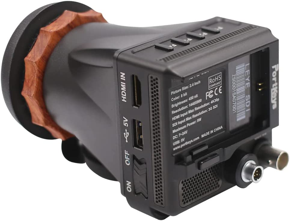 PortKeys LEYE III 4K SDI Portable Electronic Viewfinder with Battery Plate 2.4 Inch LCD 3D LUT EVF Screen Adjustable Diopter. 
