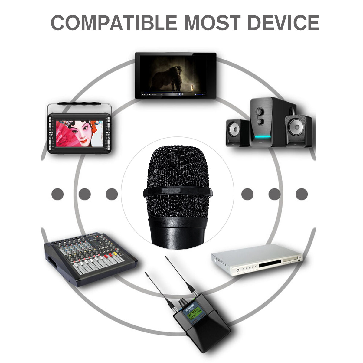 VHF Wireless Studio Microphone Handheld Mic Karaoke System with Receiver. 