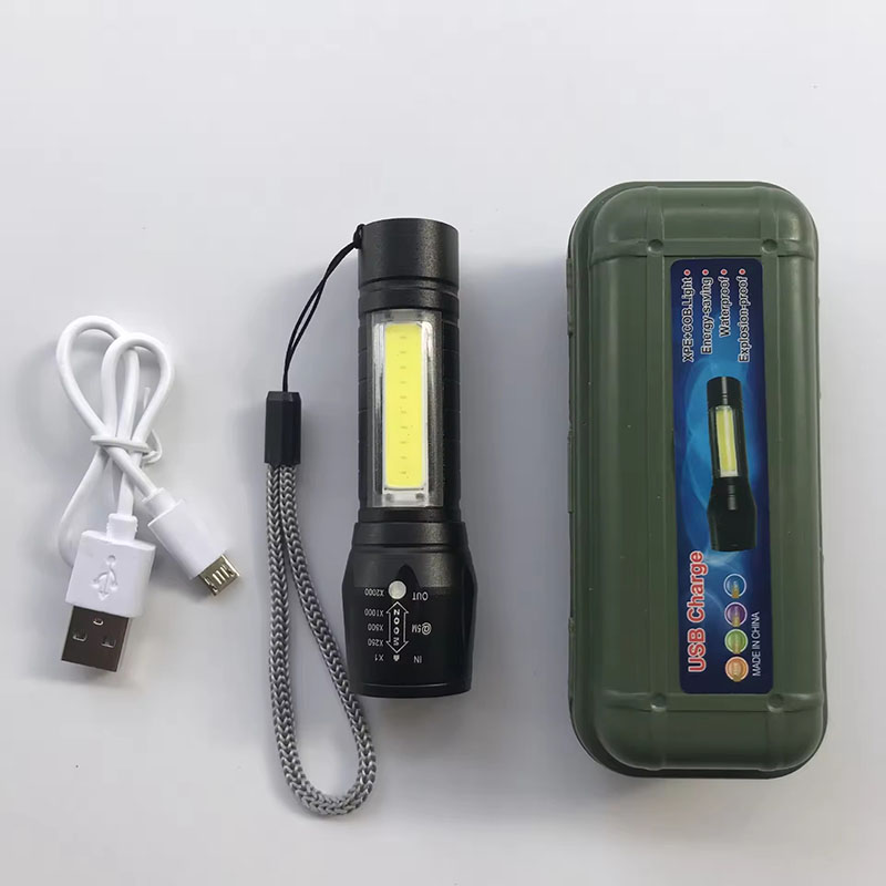 Aluminium Alloy High Power Rechargeable LED Flashlight Mini Zoom Torch Outdoor Camping Strong Lamp Lantern Tactical Flashlight With Box