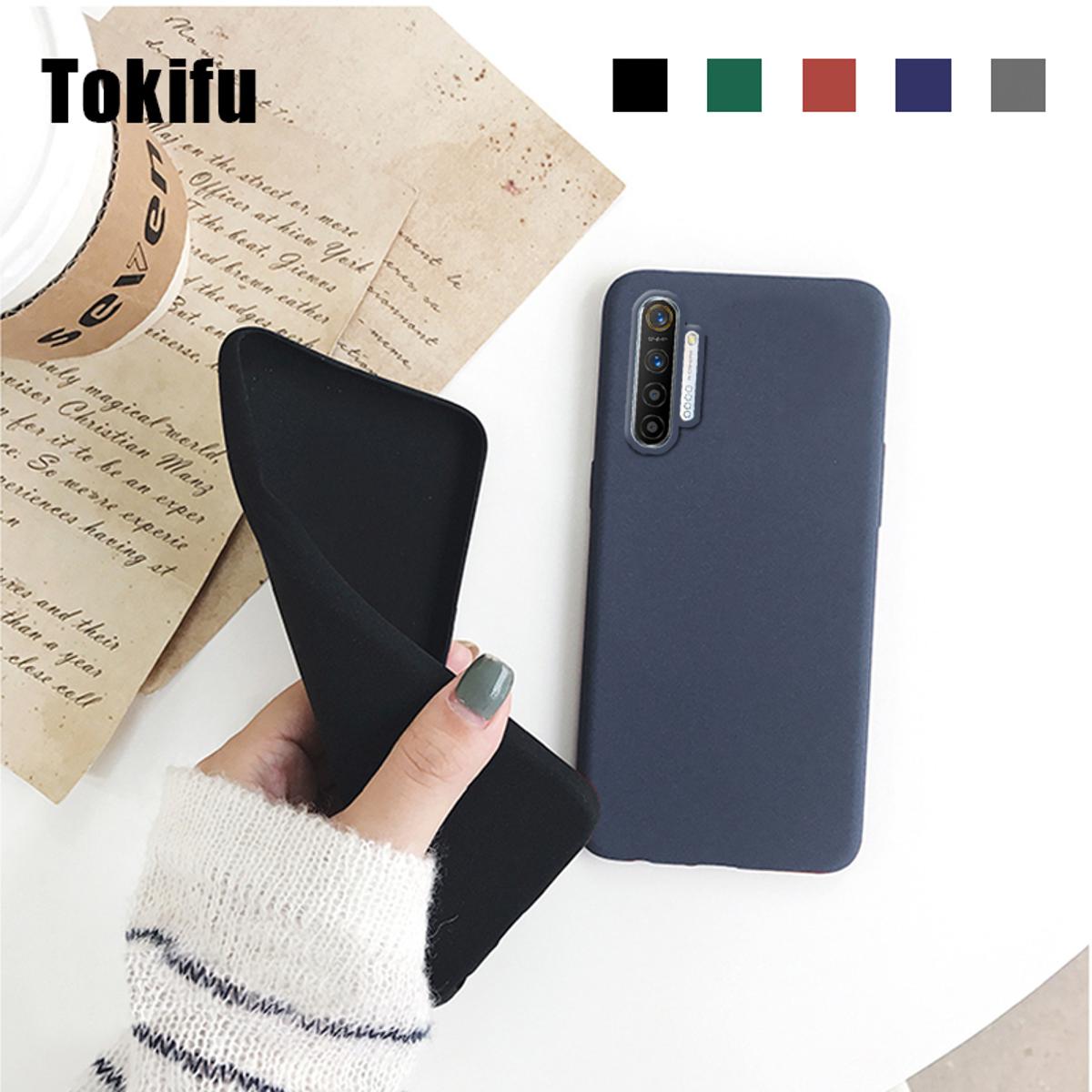 Tokifu For Realme X2 Back Cover Matte Simple Solid Color Soft Silicone TPU Case