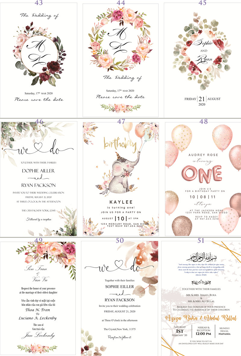 50pc/lot personalized print Sweet 15 Birthday Invitation Cards Custom SAVE THE DATE Quinceanera Invites. 
