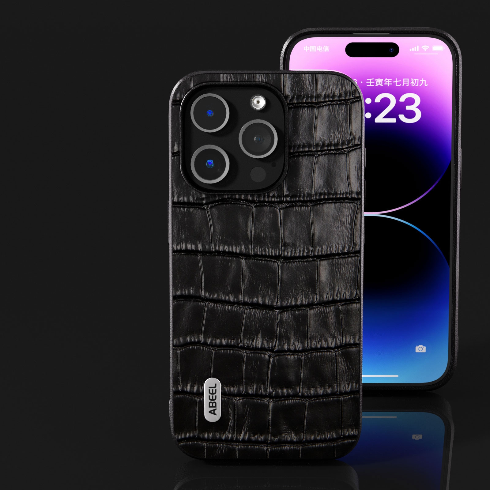 ABEEL Crocodile Texture Leather Phone Case For iPhone 15 Pro Max/iPhone 15 Pro/iPhone 14 Pro/iPhone 14 Pro Max. 