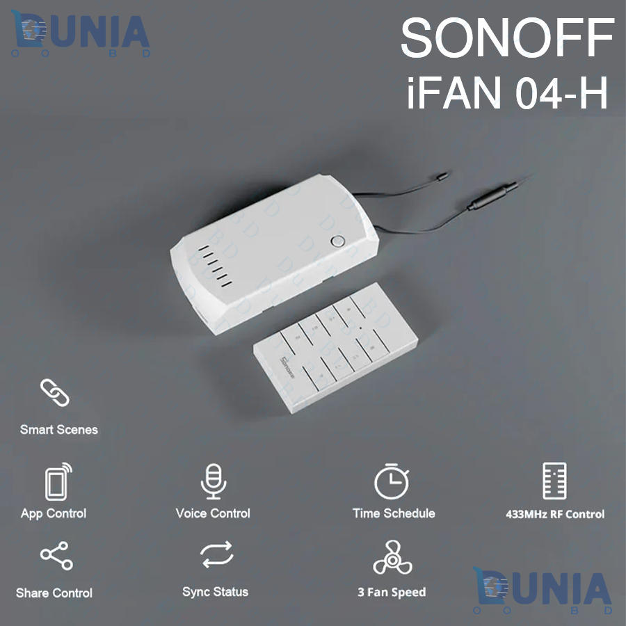 SONOFF iFan04-H Wifi Smart Fan Light Controller 433 Mhz Remote Control 220-240V Smart Home Switch Work with Alexa Google Home. 