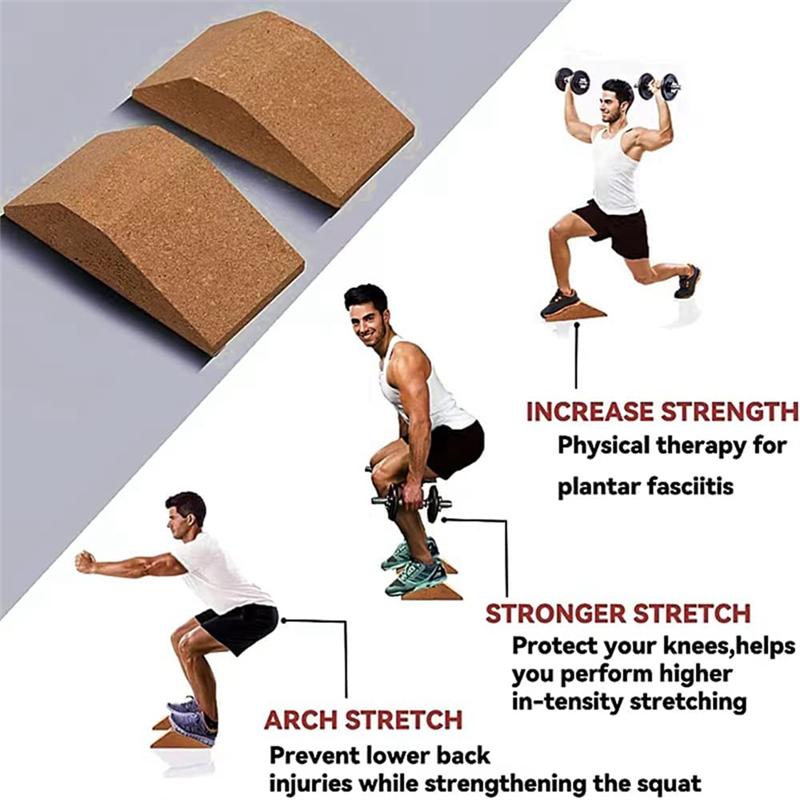 2PCS Cork Squat Wedge Block Non Squat Ramp,Squat Platform for Heel Elevated Squats and Calf Raises,Slant Board. 