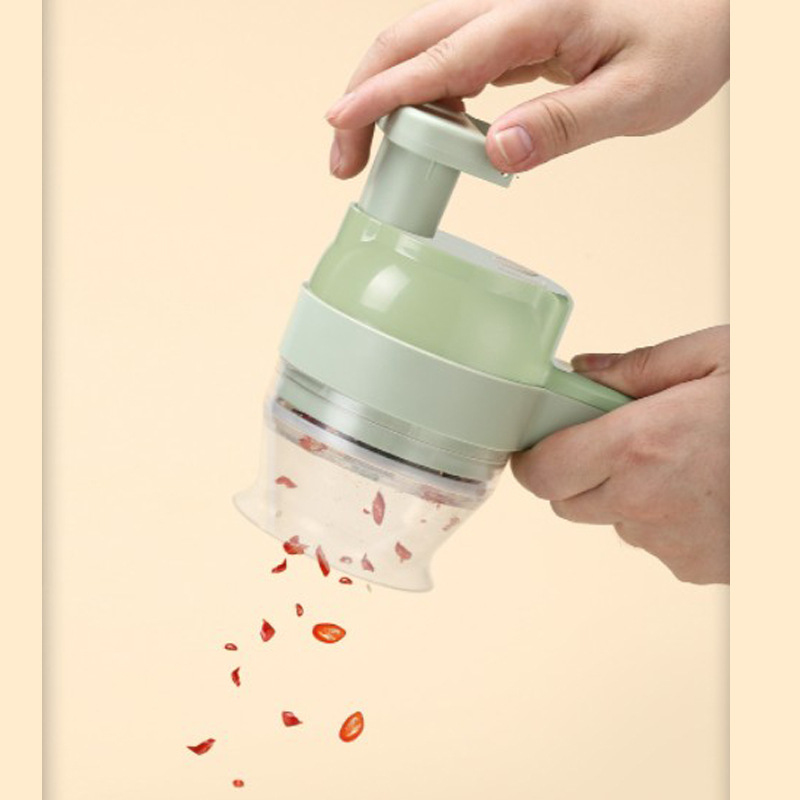 4 IN 1 Electric Food Processor Multifunctional Vegetable Cutter Slicer Handheld Garlic Grinder Wireless Vegetable Chopper. 