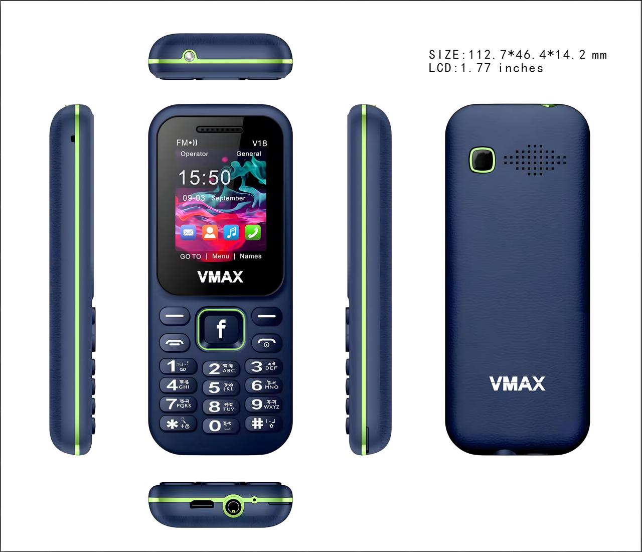Vmax V18  guru music feature phone with 1 years warranty