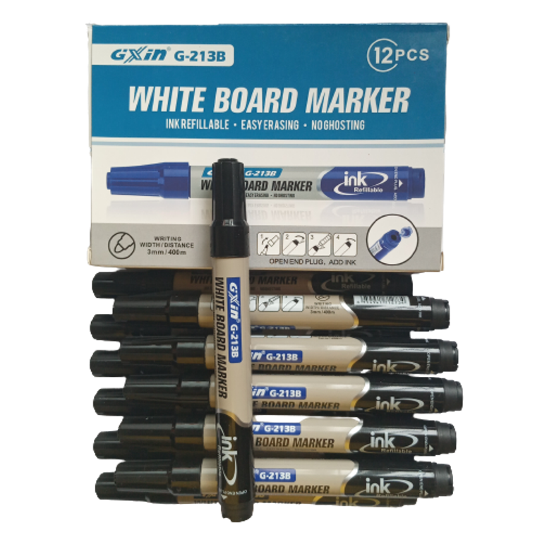 Write and Draw with GXin G213B Black Refillable Whiteboard Marker Pen