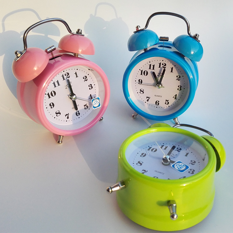 Classic Double Metal Bell Desk Table Loud Alarm Clock with Night Light Function. 