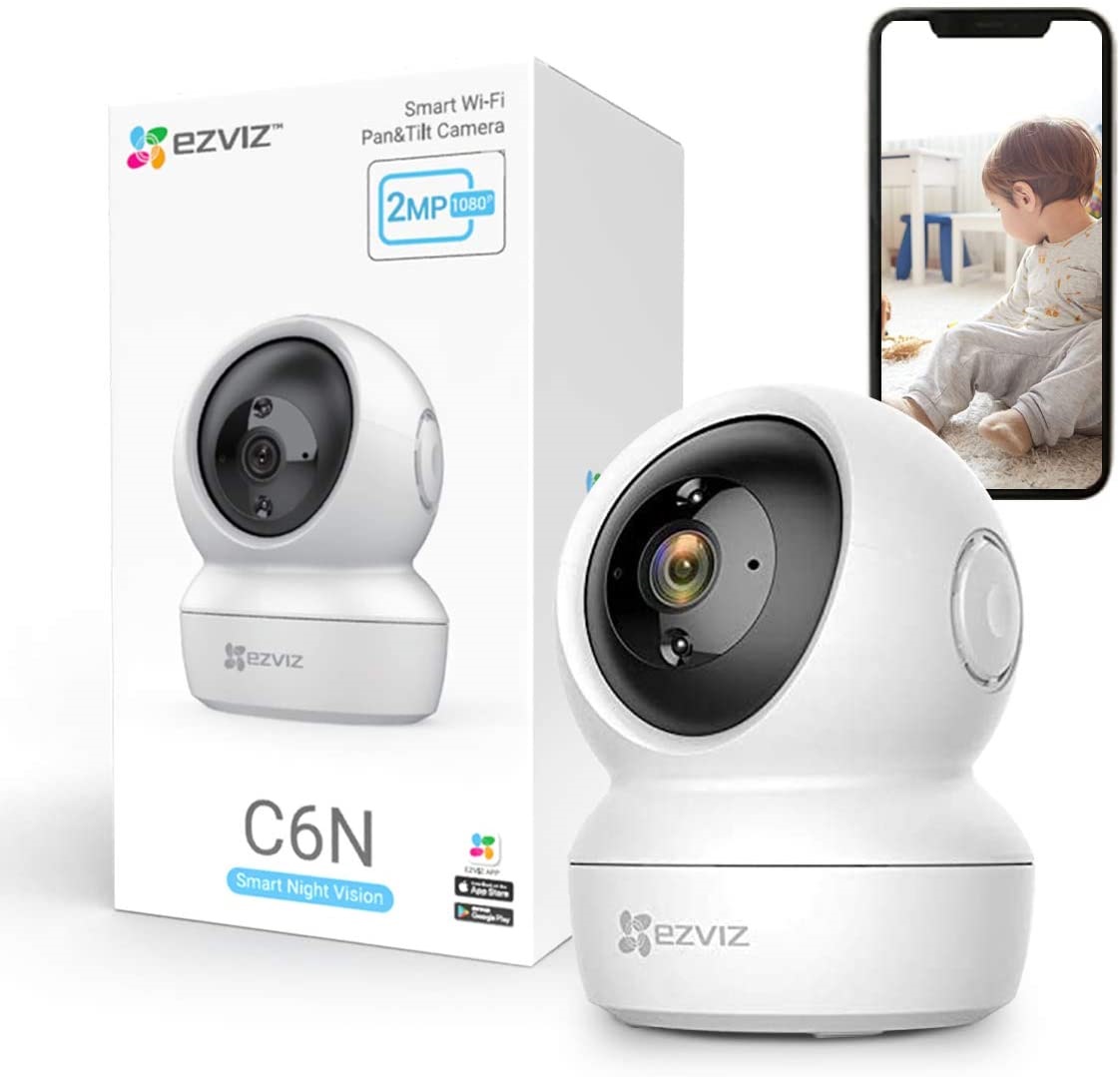 EZVIZ C6N Wireless Full HD 360⁰ Home Camera 1080P with Night Vision Indoor Home, Smart IR, Motion Detection, Auto Tracking, Baby/Pet Monitor, 2-Way Audio, Works with Alexa and Google