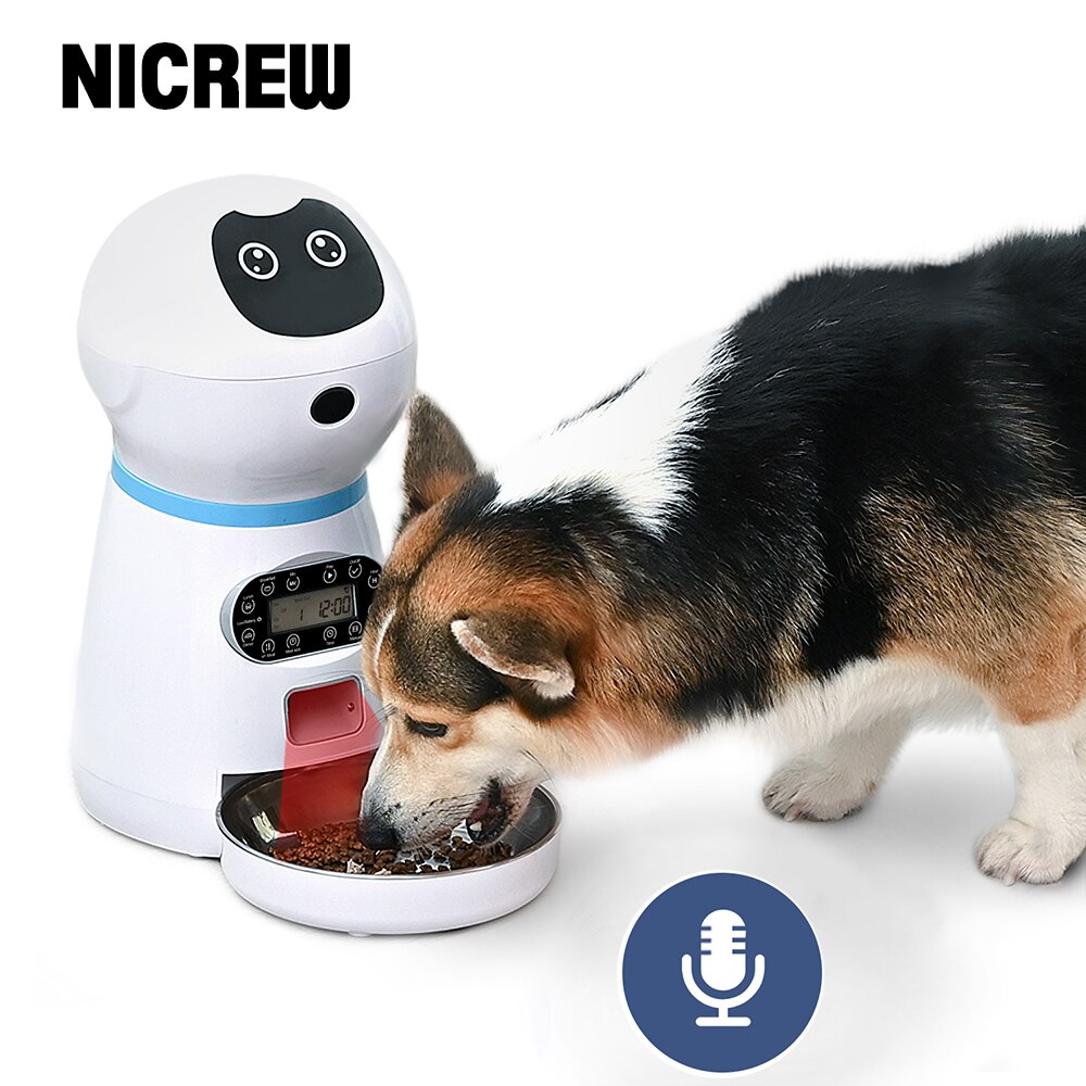 Automatic Pet Feeder  Bowl 3L Pet Food Dispenser Feeder Vending Machine Large   4 Meal Voice Recorder &Timer - Pet Feeder - EU Plug. 