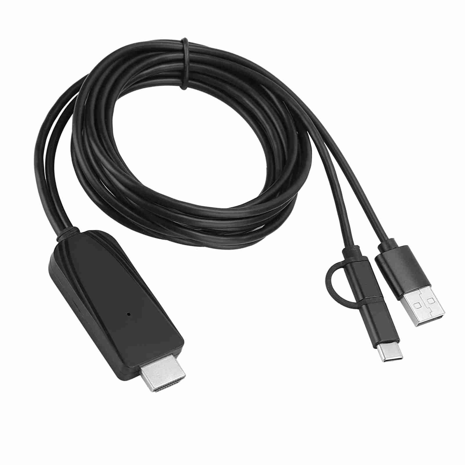 USB/Type-C 2M HDMI Cable, USB-C to HDMI Screen Mirroring Cabl Support Bluetooth/Miraplug APP for Monitor for TV. 