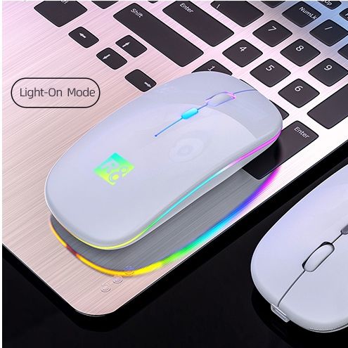 R8 Wireless Rechargeable Mouse With RGB Lighting, Silent-DPI Button having Light On Off Switch