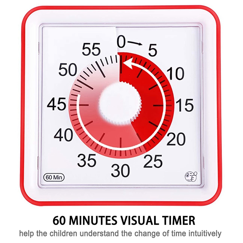 EITGZWAS 2X Visual Timer,60 Minute Kids Timer,3 Inch Countdown Timer,Silent Visual Analog Timer for Kids and Adults,Red. 