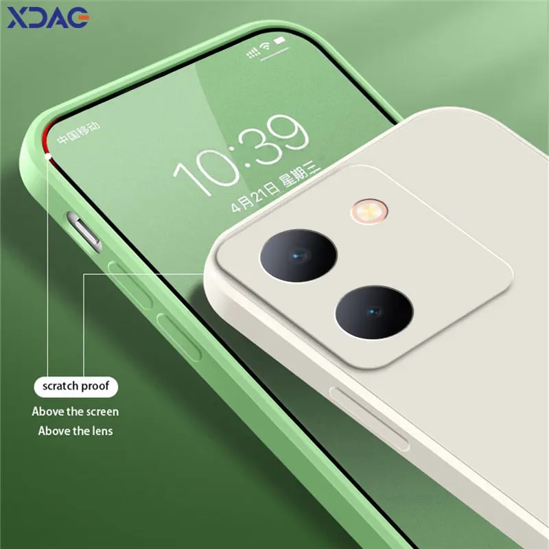 Luxury Square Liquid Silicone Phone Case for VIVO Y27 5G Y27s 4G Soft Mobile Back Cover VIVOY27s Y 27 360 Protective Shield Bags. 