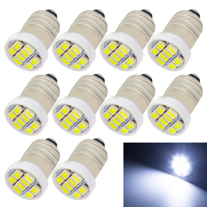 10pcs E10 led bulb E10 DC AC 6V Instrument bulb relaxE10 Indicator bulb Old fashioned flashlight bulb