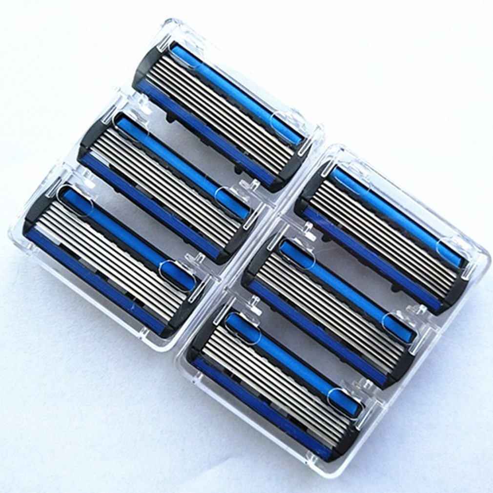 New Manual Beard haver Hand afe Razor 12Pc 6-Layer Blade Anti-lip Handle ilver. 