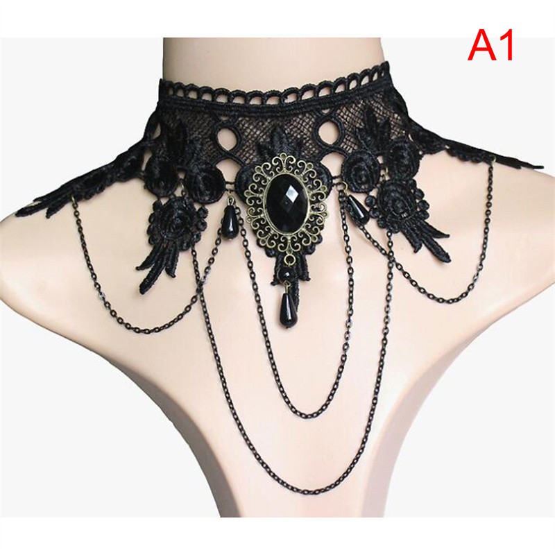 Black Lace Bracelet Finger Hand Chain Harness Women Bracelet Metal Watty Store