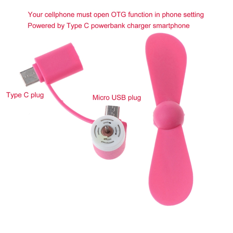 2 in 1 Type C Micro USB Mini Fan Cooler for OTG Type-C for Cell Phones Fan 83XB. 