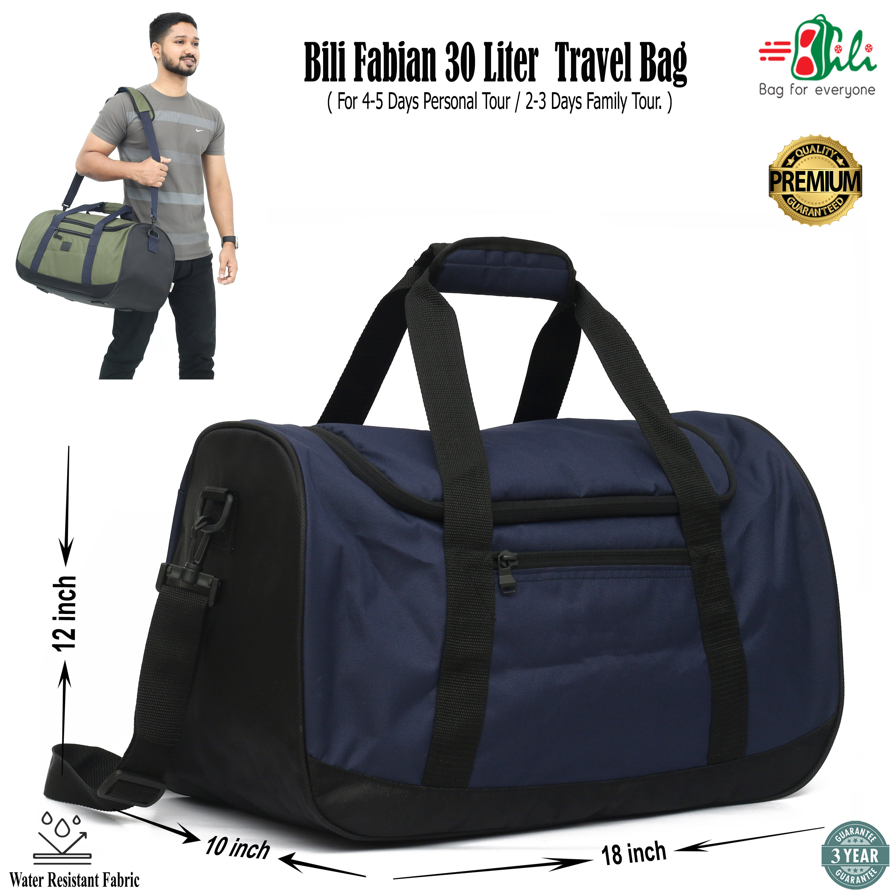 Bili Fabian Waterproof Duffel Bag/Travel Bag 30 Liter