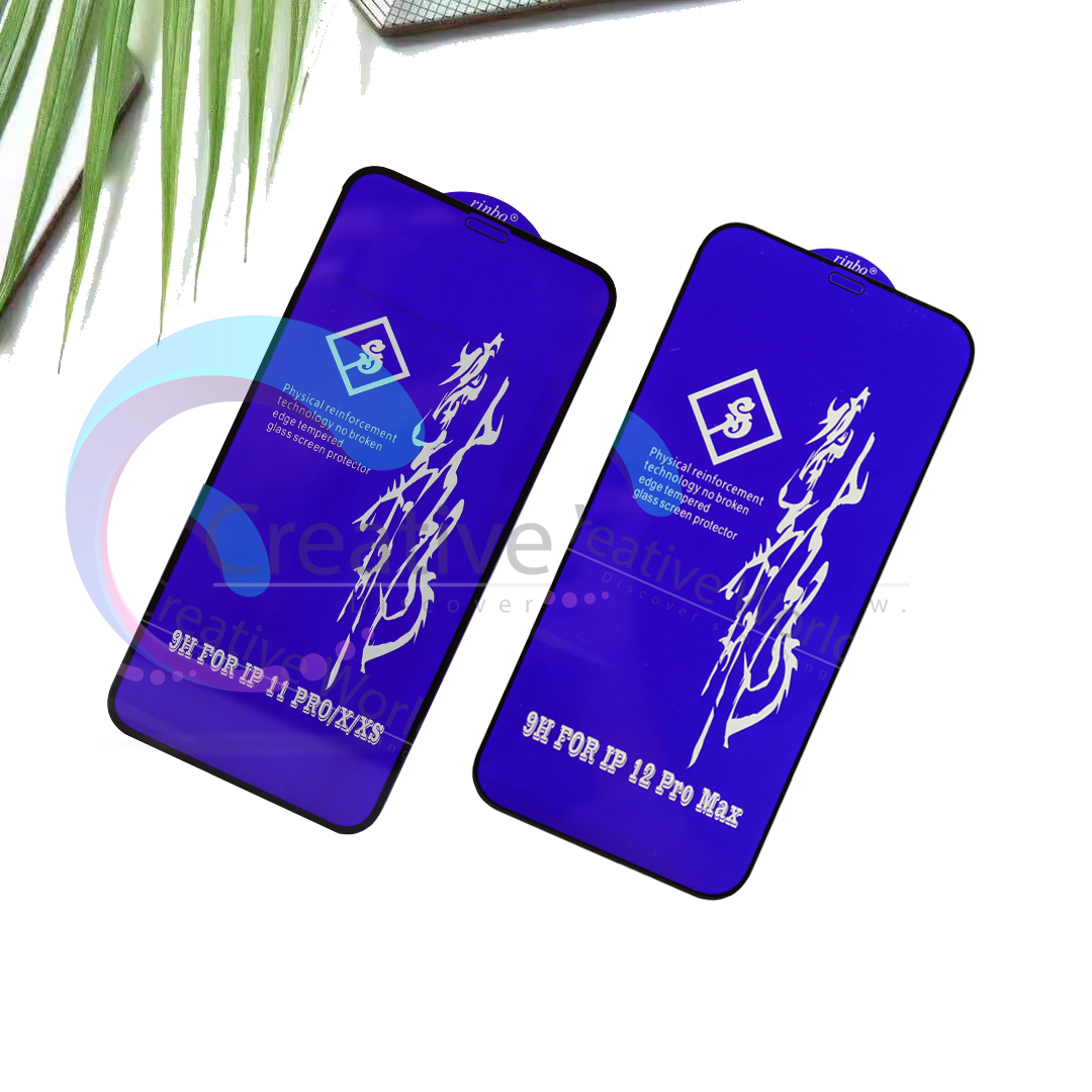 Rinbo or Rainbow Tempered Glass Screen Protector for iPhone_6 / 6S/ 6_PLUS/ 7/ 7_PLUS/ 8/ 8_PLUS/ X/ XS/ XS_MAX/ XR/ 11/ 11PRO/ 11PRO MAX / 12 / 12_mini / 12_pro / 12_pro_max. 