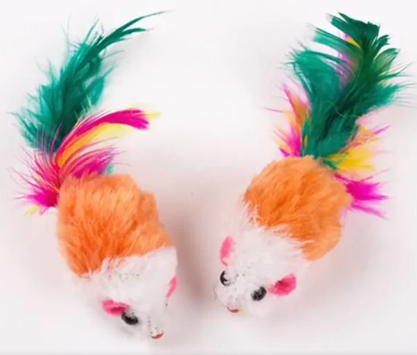 Colored feather tail mouse toy For Cat and Dog. 