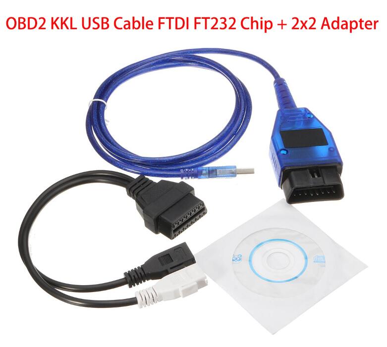 2021 For VAG USB COM Cable kkl Vag kkl 4091 FTDI Chip Interface+ 2x2 Adapter Cable OBD2 USB Cable Scanner For VAG Series vehicel. 