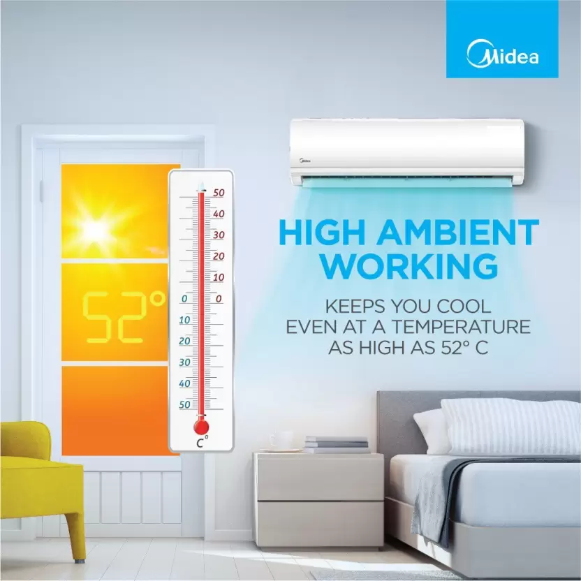 MIDEA 1 ton Split type AC NON INVERTER ( 5 years compressor warranty ) save energy. 
