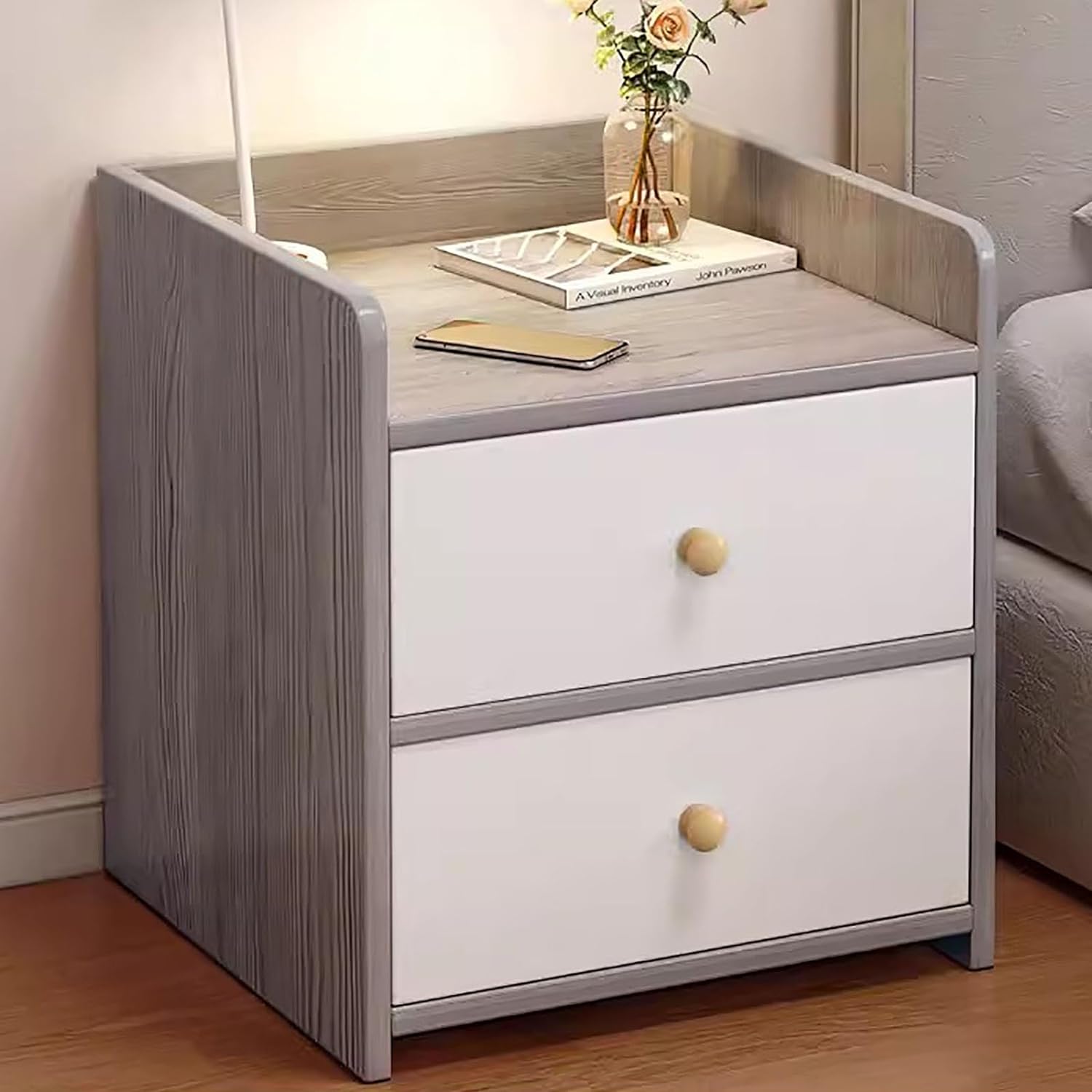 Side Tables Living Room Bed side Furniture with 1 Pumping Locker Drawer Side Table for Bedroom, Living Room Storage Side Table Design by Nahid Furniture 18x16x12". 