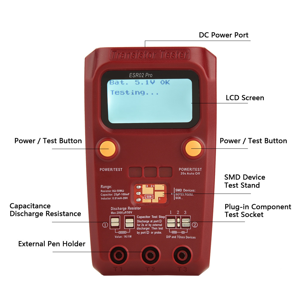 SMD Component Meter BSIDE ESR02 Pro Digital Transistor Tester Chip Inductance Multimeter. 