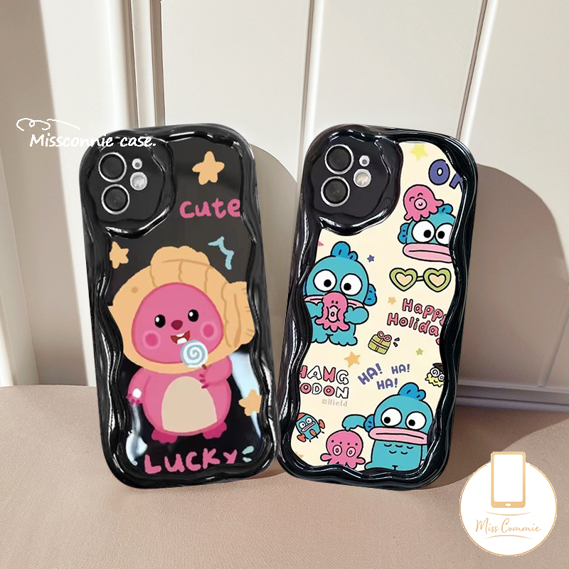 MissConnie Creative Cute Clownfish Little Beaver Loopy 3D Wavy Curved Edge Phone Case Compatible for IPhone 7Plus 15 14 11 13 12 Pro Max XR X XS MAX 6 15 8 7 6S Plus SE 2020 Shockproof Cover. 