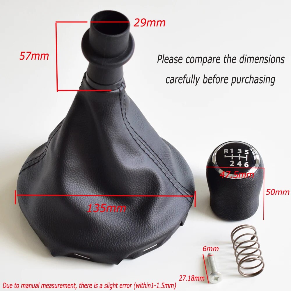 Car Accessories Car Gear Shift Knob Lever With Boots 5 6 Speed Black Panel For Volkswagen VW Transporter T5 T5.1 Gp 2003-11 T6-6 Speed-Silver. 