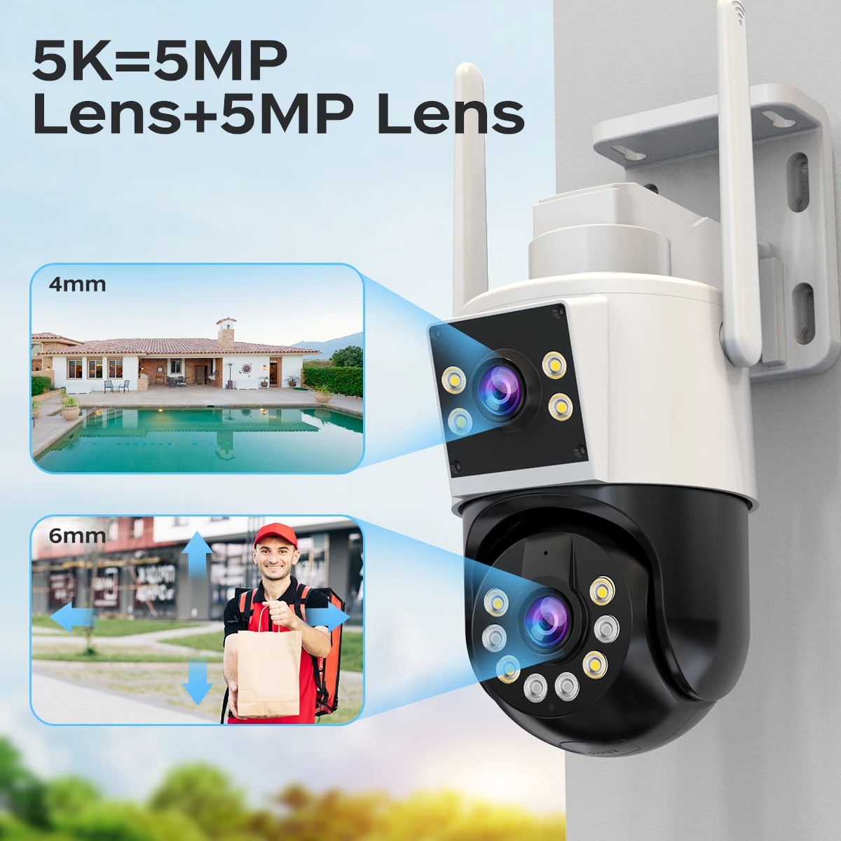 JOOAN 10MP 6MP PTZ Wifi Camera Outdoor Dual Lens IP Camera AI Tracking Security Surveillance Camera ONVIF Wireless CCTV Camera. 