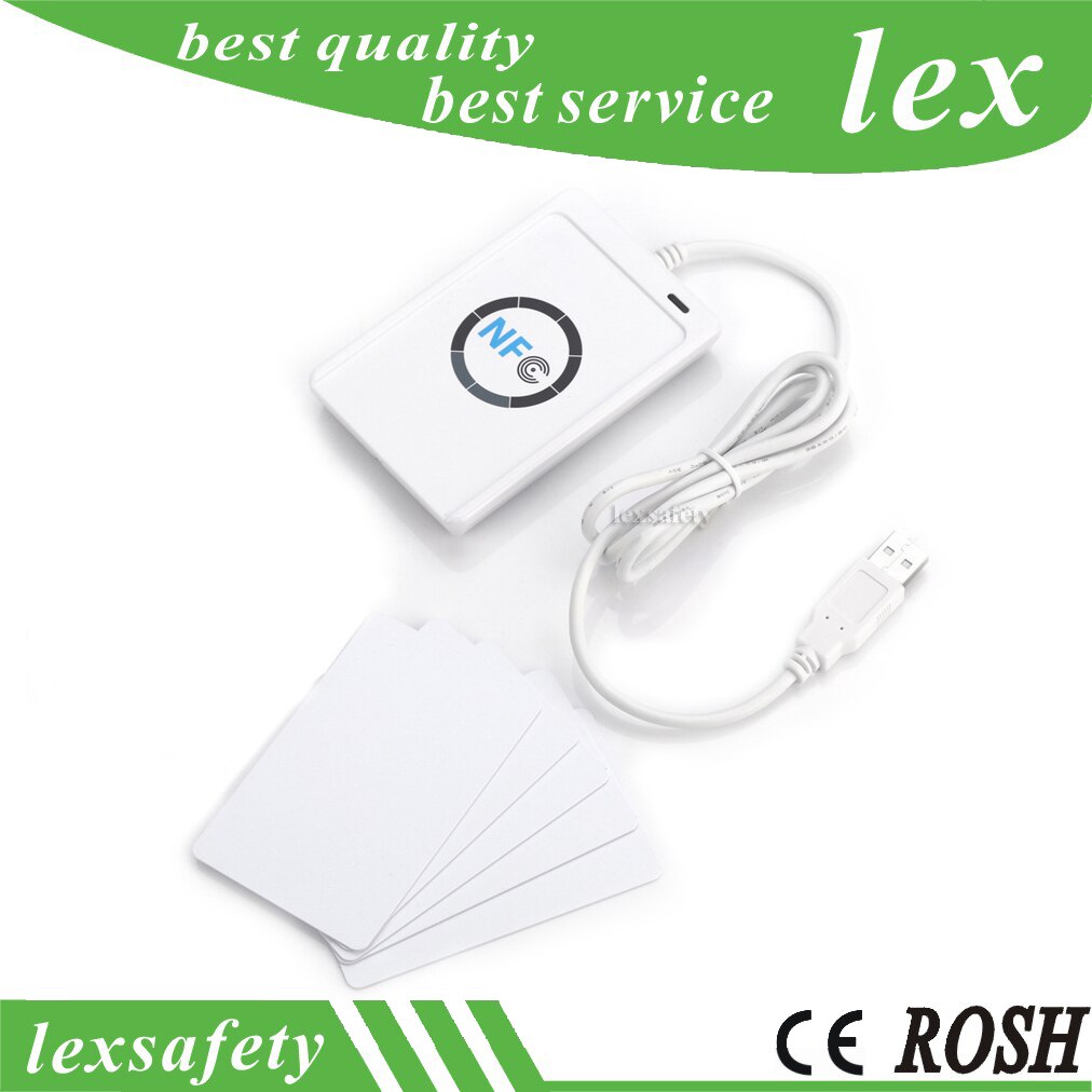 1 Set USB ACR122U NFC Card Reader 13.56mhz contactless IC NFC Reader Writable Clone rfid writer for ISO14443 Protocol. 