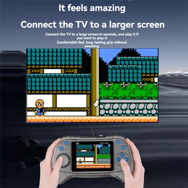 Q8 Handheld Game Console 3.0 Inch Screen 800-In-1 Classic Games 2 Player Support TV Connection for Kids Children C. 