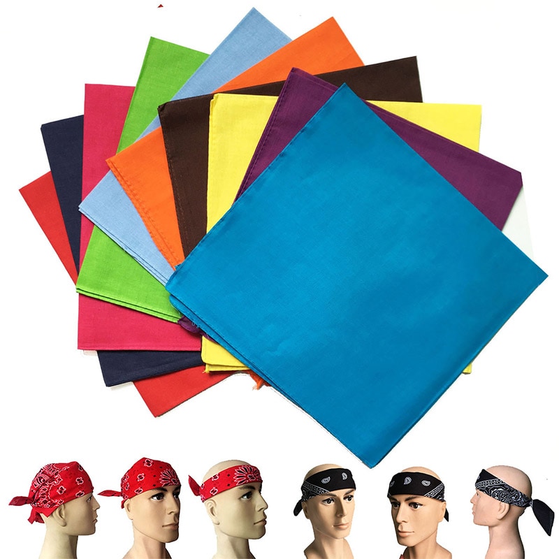 High Quality Solid Hip Hop Cotton Bandana Square Scarf Headband Scarf Black Paisley Gifts Pirnt For Women/Men/Boys/Girls. 