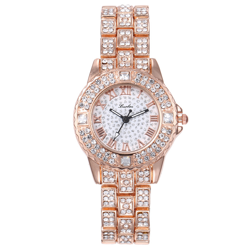 Ladies Casual Watch with Accurate Scale Diamond-studded Strap Women's Watches and Roman Numerals Elegant Female Bracelet Wristwatch