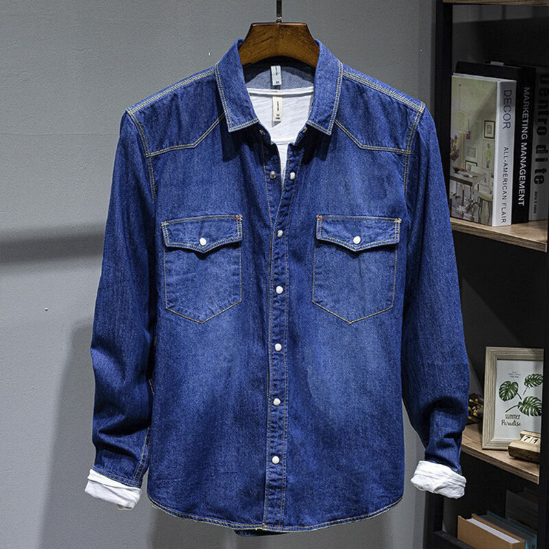 Long-sleeved Retro Denim Shirt 