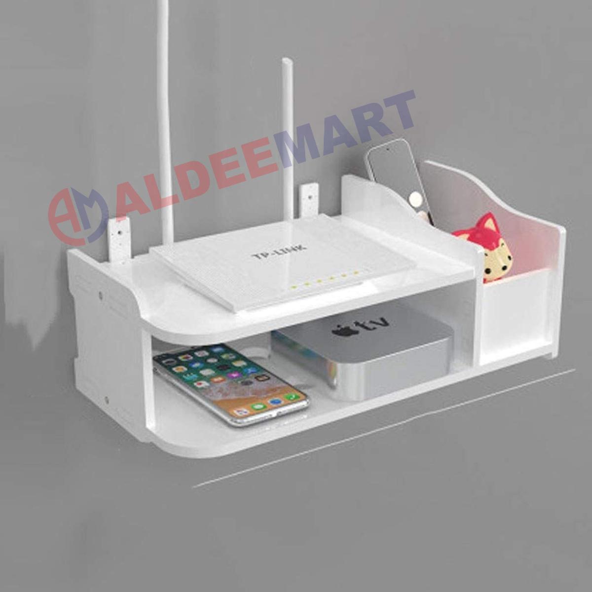 WiFi Router Stand WiFi Router Shelf/Set Top Box Storage Box Waterproof Phone Storage Rack Wall-Mounted Router Decoration Floating Shelf Wall-Mounted TV Cabinet Shelf TV Console Router Shelf Router Sto