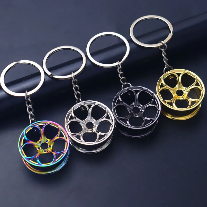 Creative Gear Head Keychain Speed Gearbox Keyring for Car Key Turbo Hub Brake Disc Pendant Shock Absorber Keys Holder Chain Ring. 