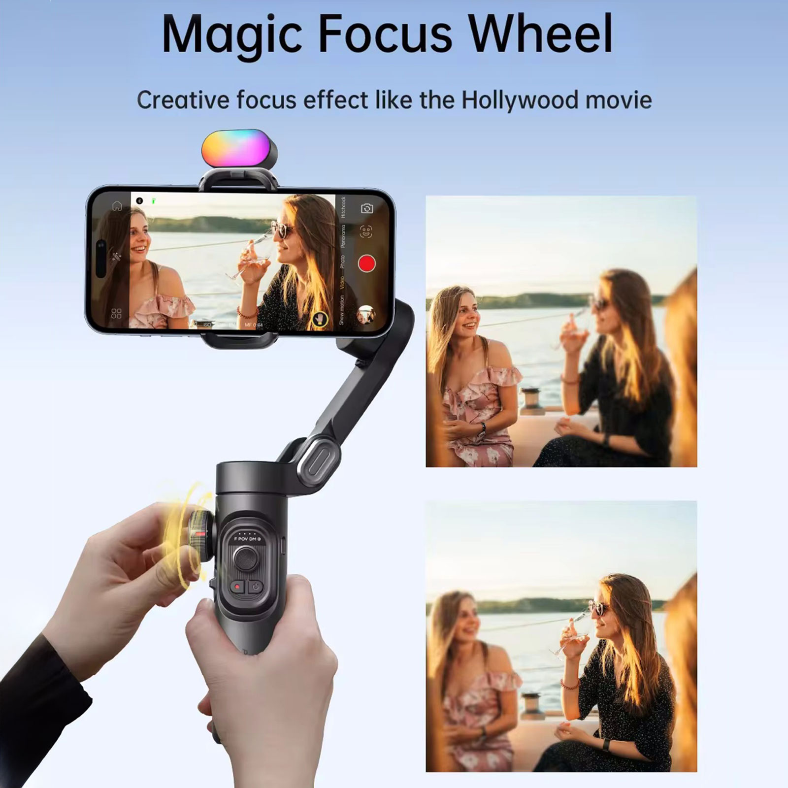 AOCHUAN Smart XE Kit Gimbal Stabilizer for Smartphone iPhone Video Recording Magnetic Fill Light 3-Axis Foldable Android Gimble. 