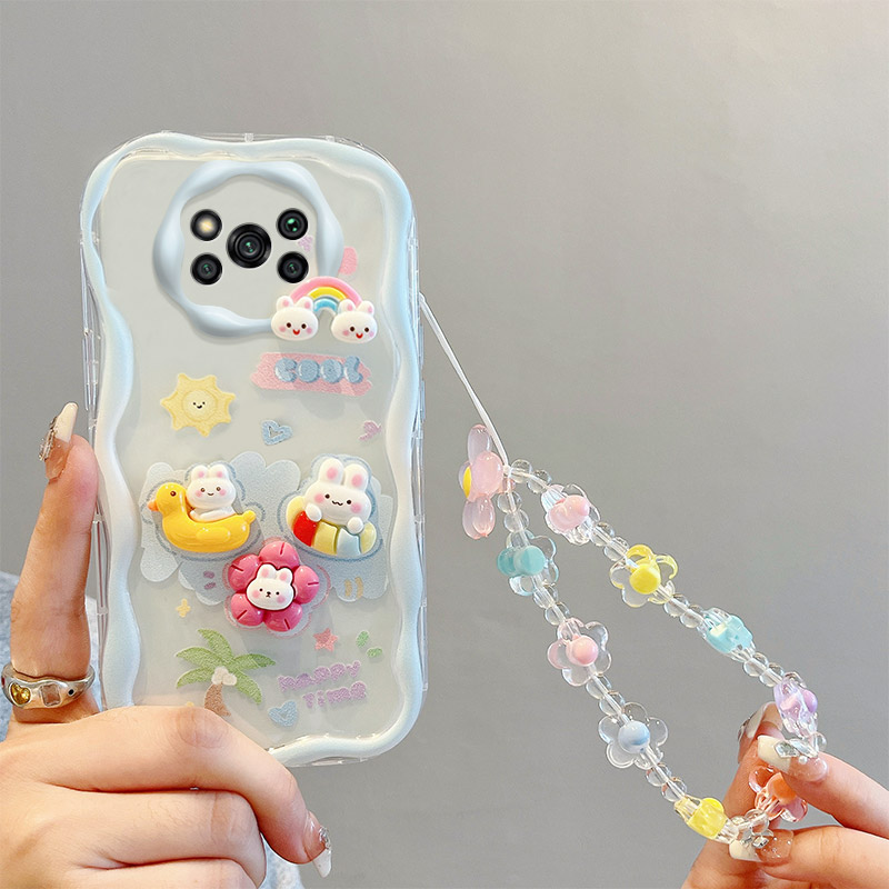For Xiaomi Poco X3 Pro Poco X3 NFC Phone Case 3D Cute Animal Cartoon Patterns + Beautiful Flower Bracelet Soft Case. 