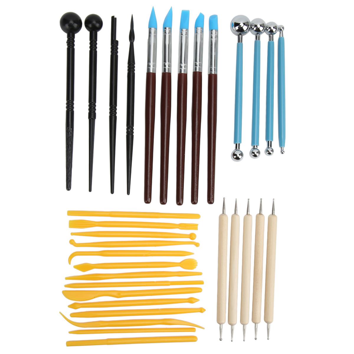 33Pcs/Set Pottery Clay SculptingTools Clay Modeling Painting Texture  Detailing Pen Silicon Sculpture Carving Kits for