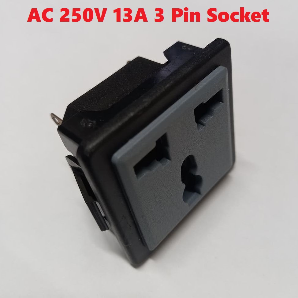 5Pcs- BLACK IPS Socket 3 Pin Panel Mount AC 220V IPS 3 Pin Socket For IPS Power Socket UPS Socket 3 Pin Leads Adapters