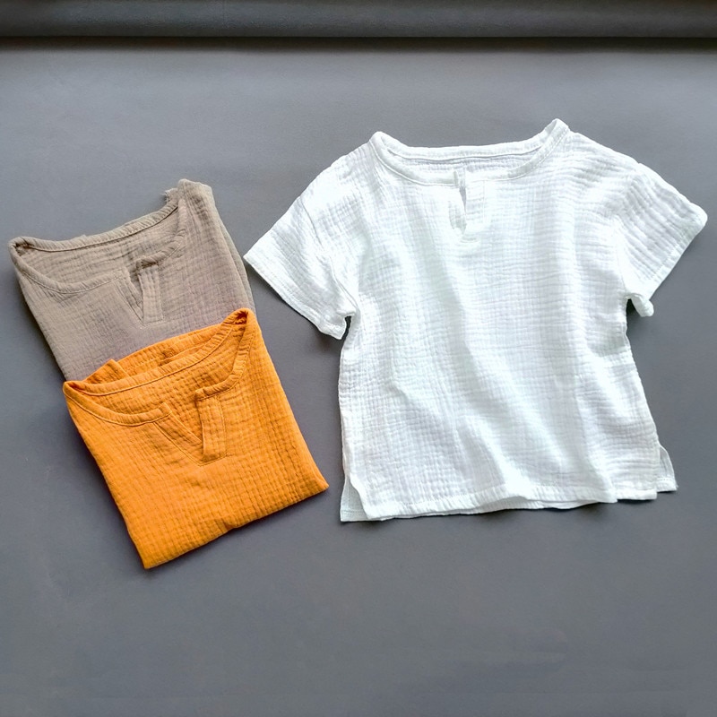 Girls Boys T shirt Summer Children Cotton Linen Soft Tops Clothes T-shirt Baby Girls Short Sleeve Shirt For Kids Tops Tees