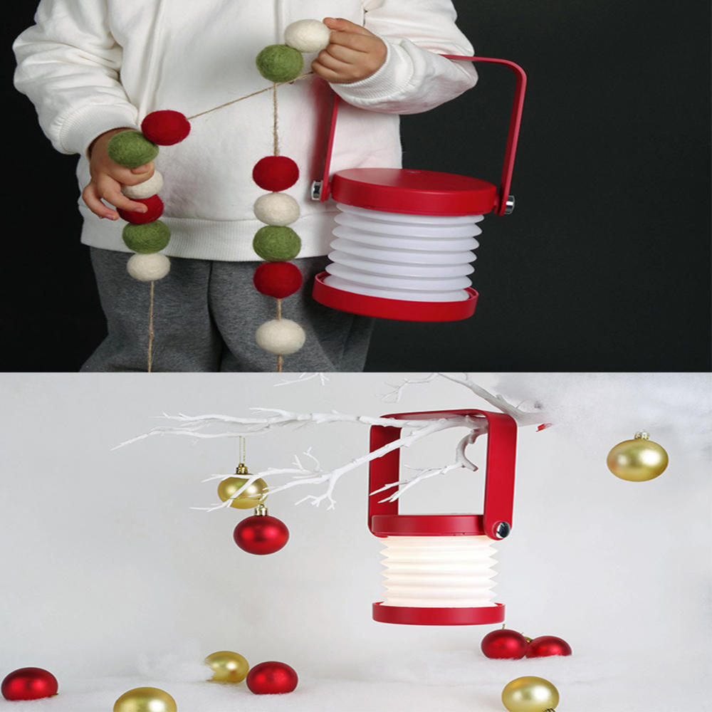 Reading Portable Lantern Lamp Creative Wooden Handle Telescopic Folding Led TouchLamp Charging Night Light. 