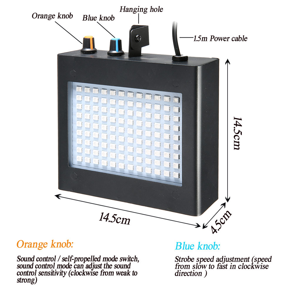 Durable SOLMORE 25W 108 RGB LED Strobe Lights Auto Sound Activated DJ Party Lights Adjustable Flash Speed Control with Remote Control for Stage Lighting Wedding Show Club Pub Parties. 