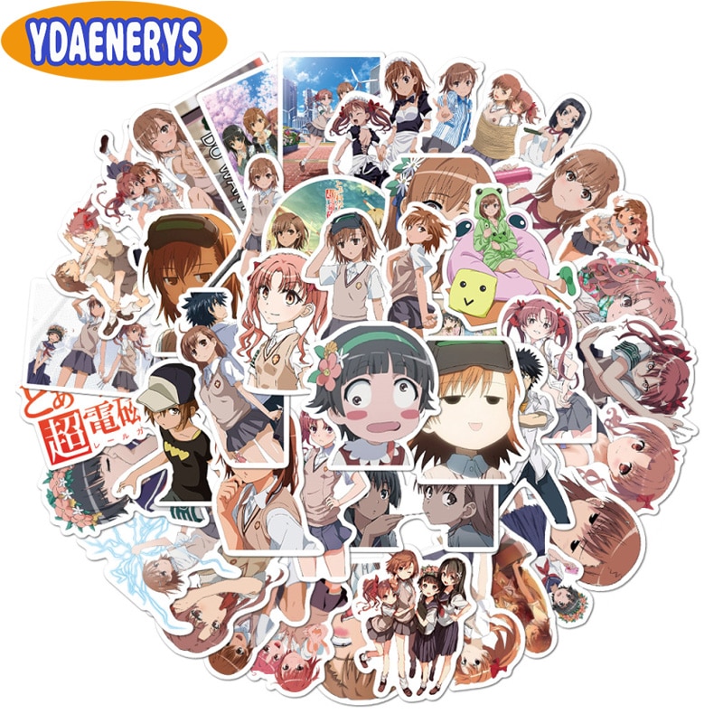 【happy one】Toaru no Railgun Anime Sticker Cute Girl Decals for Kid Phone Pack Skateboard Luggage Waterproof Stickers. 