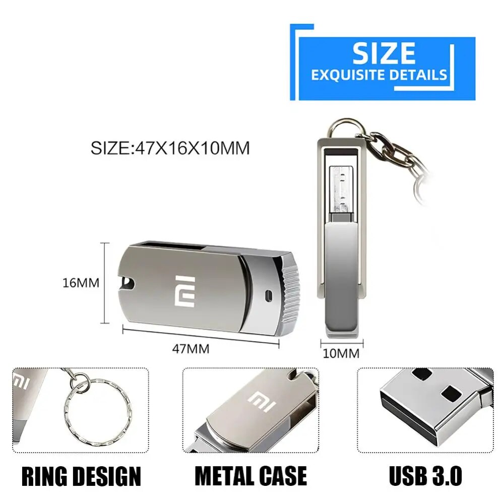 Xiaomi Metal 16TB USB Disk Flash Drive USB 3.0 High Speed File Transfer 8TB 4TB Ultra-large Capacity Waterproof Mechanical Style. 